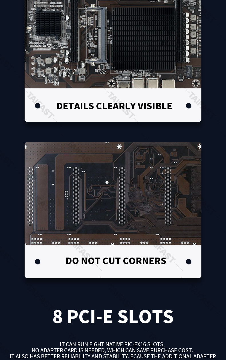 8 graphics card GPU Mining Motherboard Straight Plug 847 65MM Card Slot Large ETH