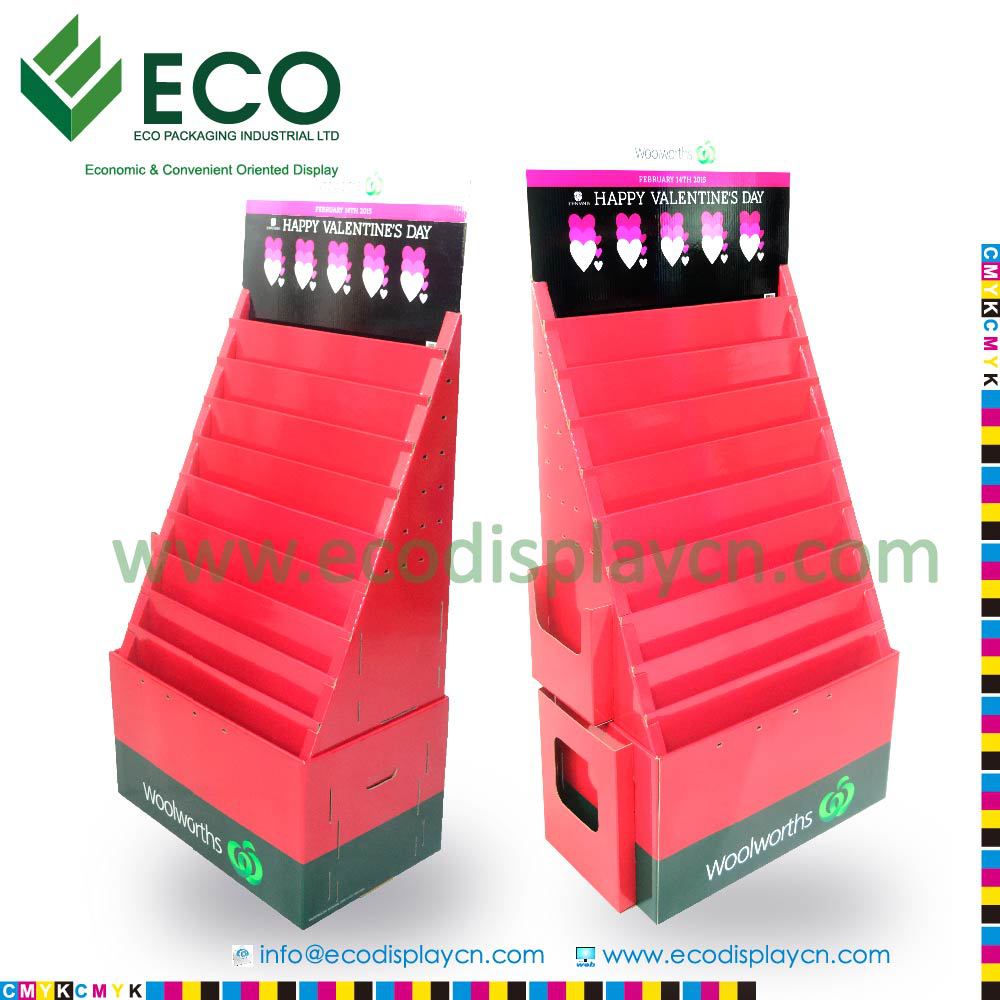 Cardboard Book Display, Multi Shlef Floor Display For Greeting Card