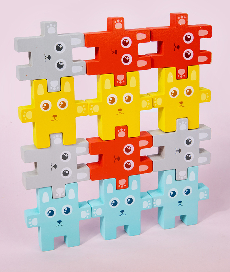 Children Montessori Animal Stacking Blocks Toys Rabbit Jenga Balancing Games