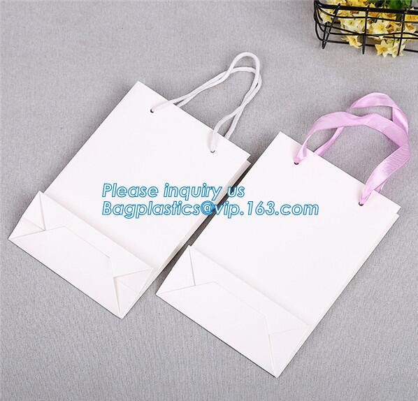 Luxury paper bags with handles Different Sizes,250gsm art paper shopping carrier bag custom printing with handle rope