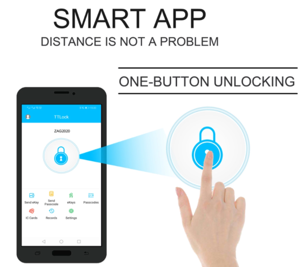 Electronic Security Apartment Smart Door Lock APP Digital Keypad IC Card For Home