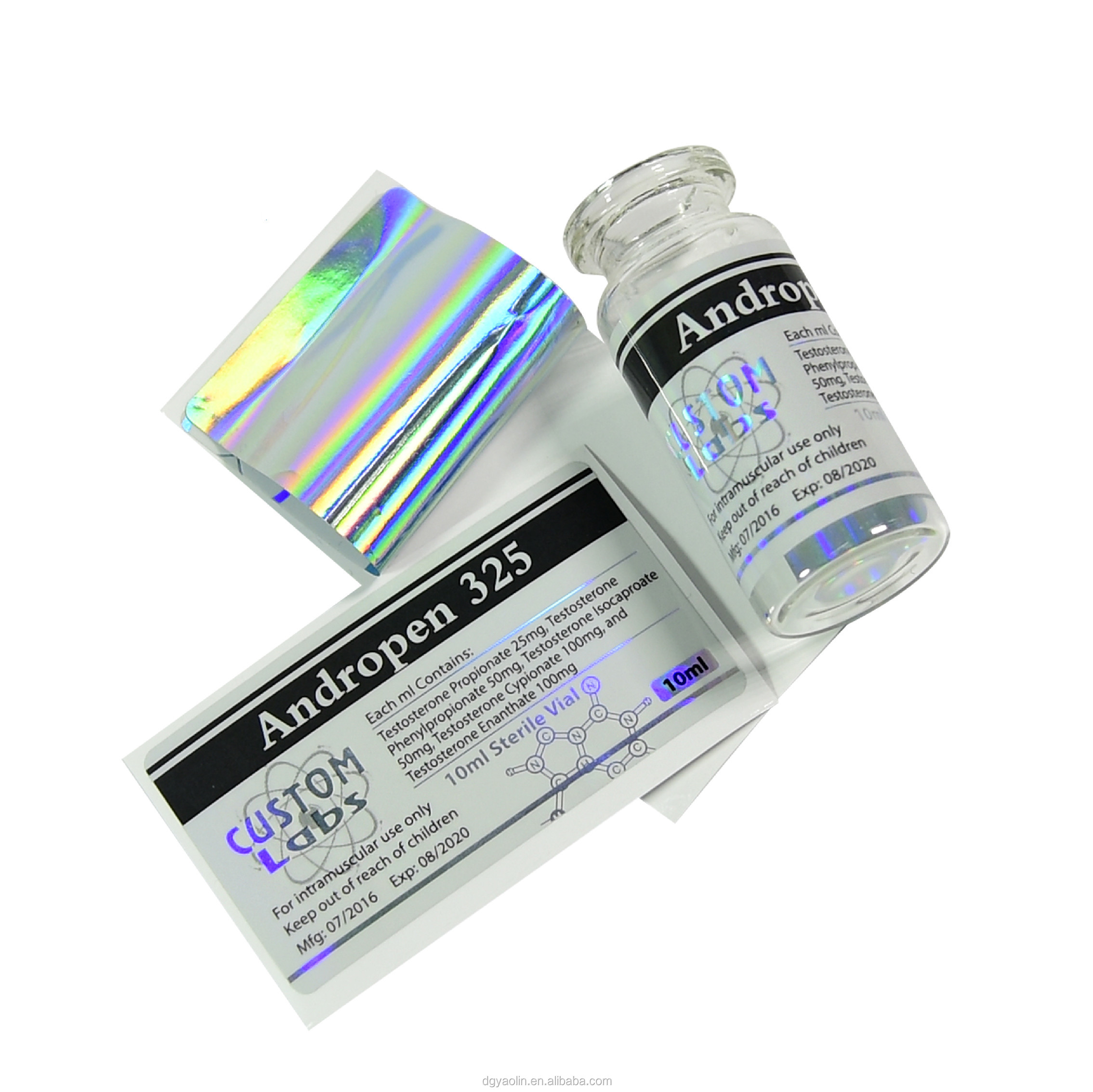 Anti Fake Printing 30x84mm Glass Vial Labels For Medicine Bottle