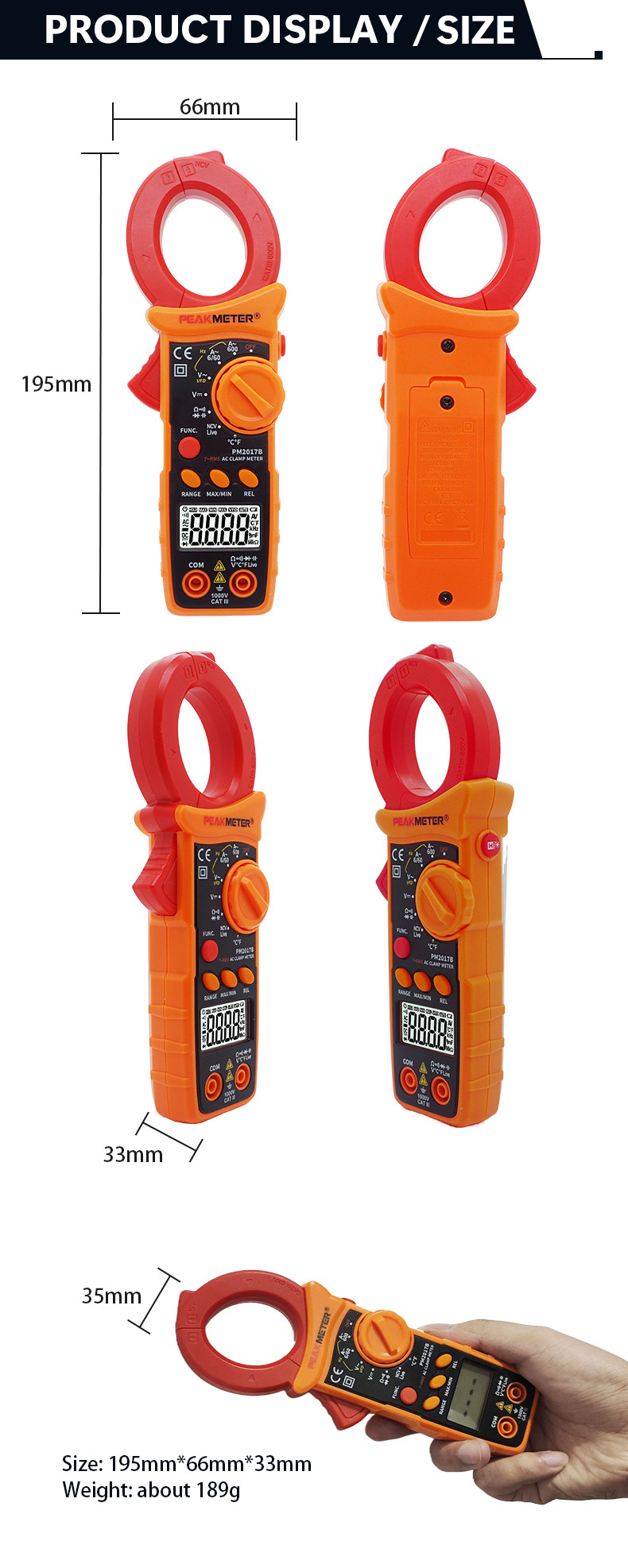 6000 Counts Digital AC Clamp Meters With Non-Contact Voltage detaction,NCV and Ture RMS