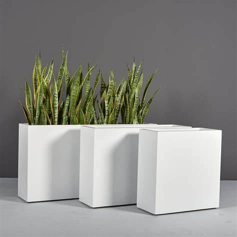Wholesale Fiberglass Resin Flower Planters Modern Style FRP Plant Pots For Decor