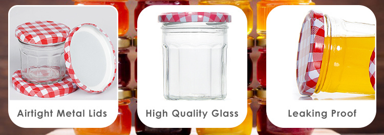 New Design 375 Ml 5020 Ml Sealable Glass Jar Jam Jars with Metal Lid