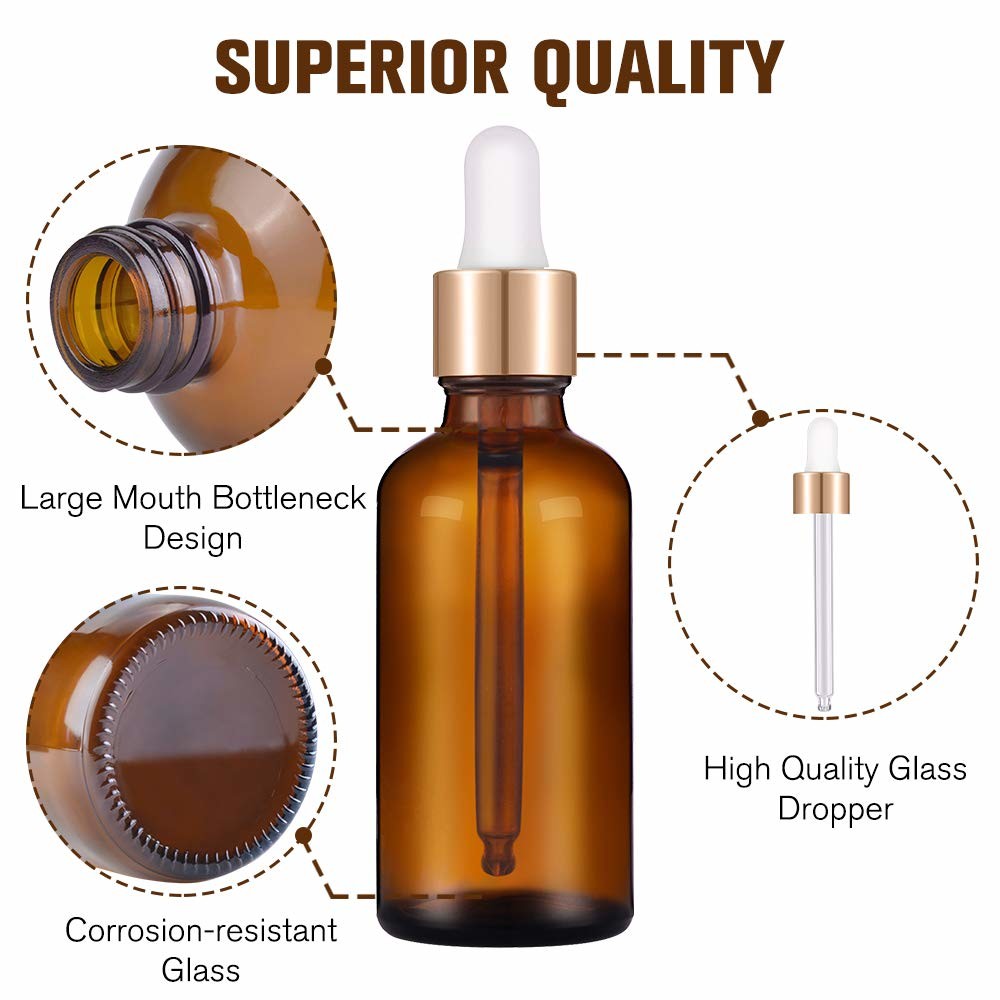 Golden Cap Empty Glass Bottles For Essential Oils Personal Care Use