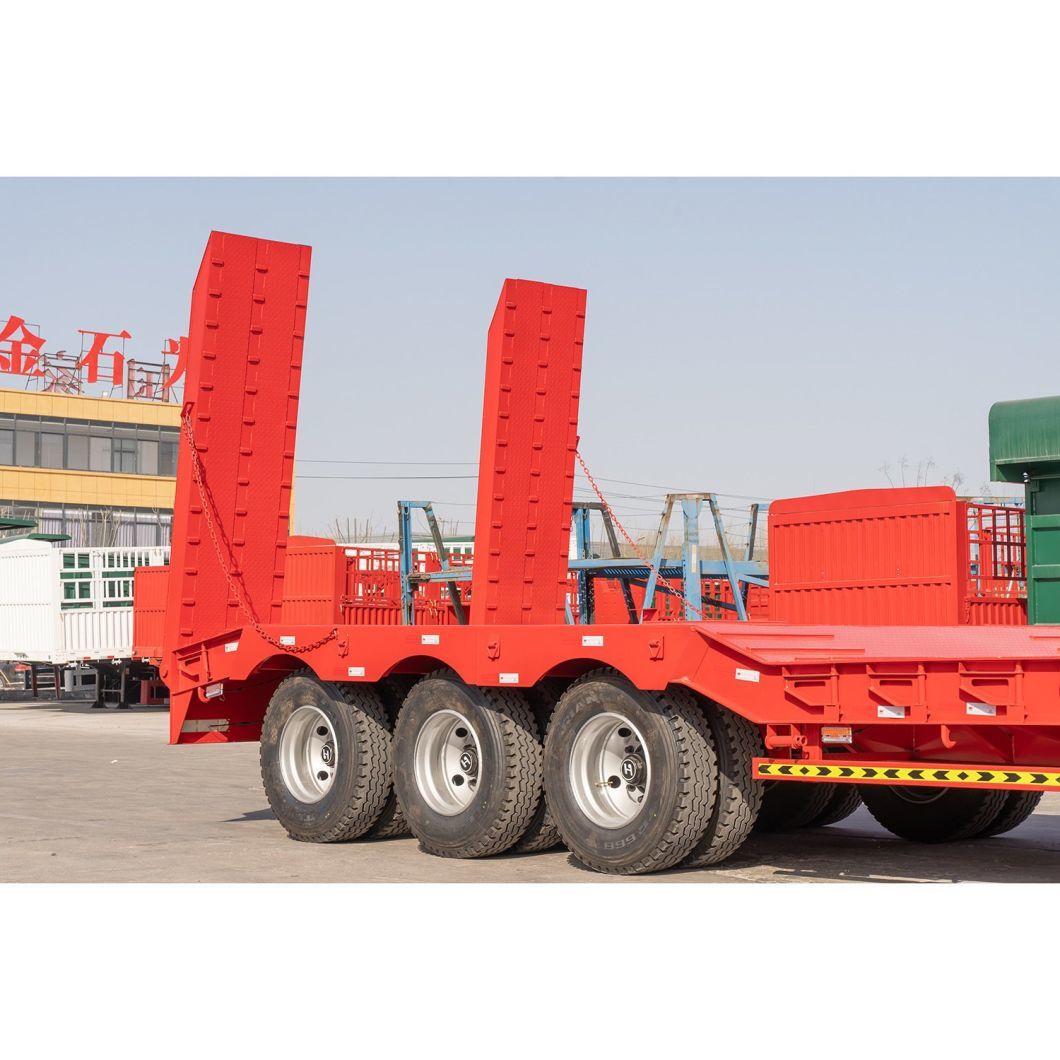 China Factory 3 Axles 80-100 Ton Gooseneck Detachable Excavator Delivery Lowboy Lowbed Semi Trailer