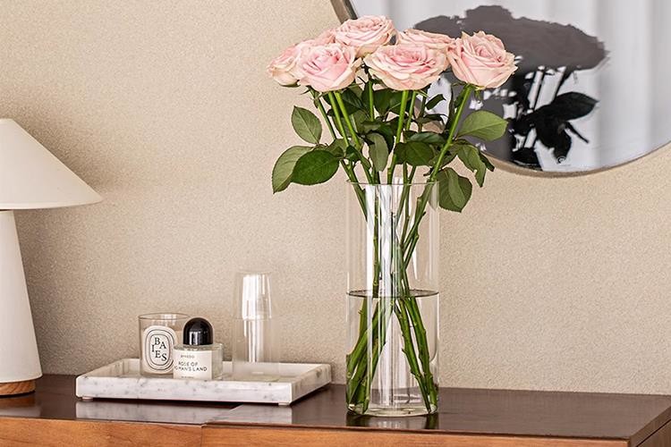 Clear Borosilicate Tall Glass Vase Cylinder For Wedding Household