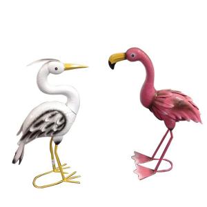 China Outdoor Decor Metal Pink Flamingo Garden Statue on sale