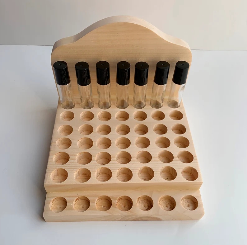 Bottle Wood Display Wooden Essential Oil Holder Roll On Multi Level Wood Display for Bottle