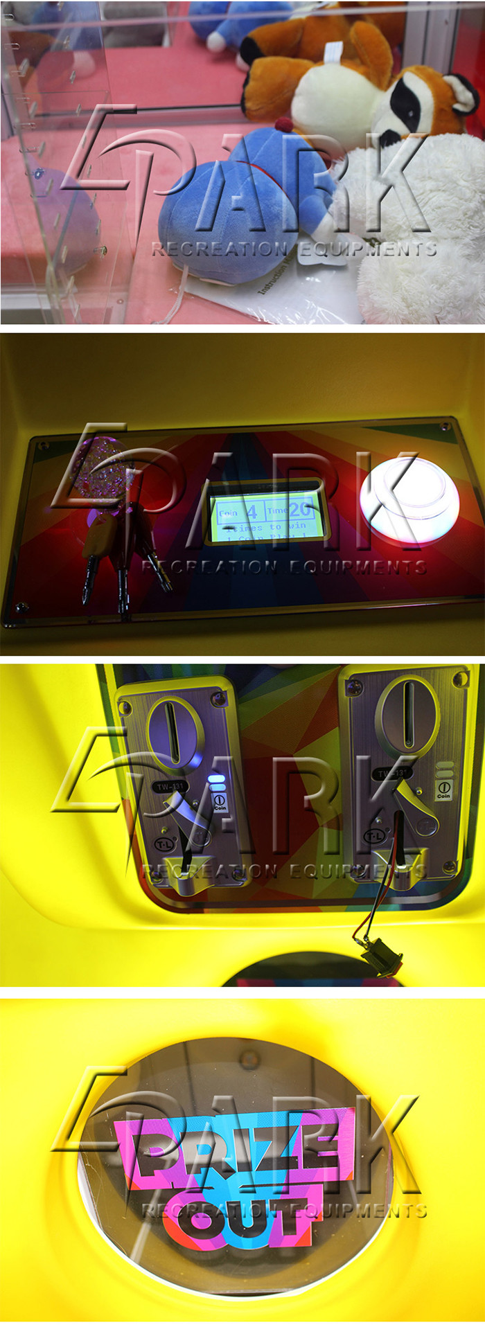 Amusement Park Gift Game Machine / Hardware Material Claw Crane Machine