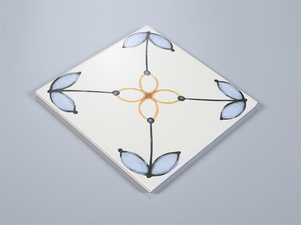 Beige 20x20cm Waterproof Interior Floor Flower Ceramic Rustic Tiles For Bathroom And Durable Tile For Kitchen
