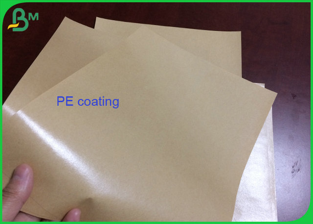 100% Waterproof 50gr 60gr 70gr PE Coated Brown Kraft Paper For Food Packaging