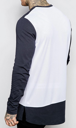 Side Split Boys Oversized V Neck T Shirt , Long Sleeve Mens Curved Hem T Shirt