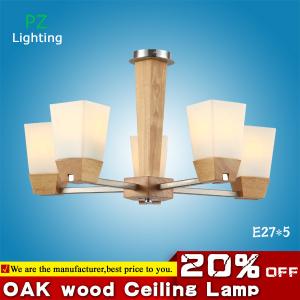 China 2014 August NEW oak wood ceiling lamp pendant lamp glass lampshade residential ligthing on sale
