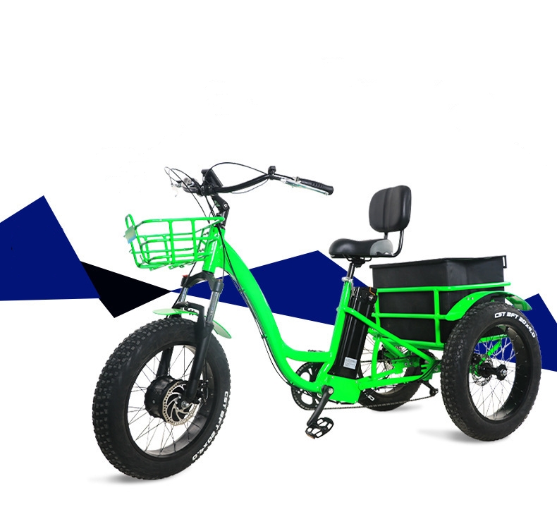 20 Inch Fat Tire 3 Wheel Electric Tricycle Long Range With 48V 350W 1000W Motor