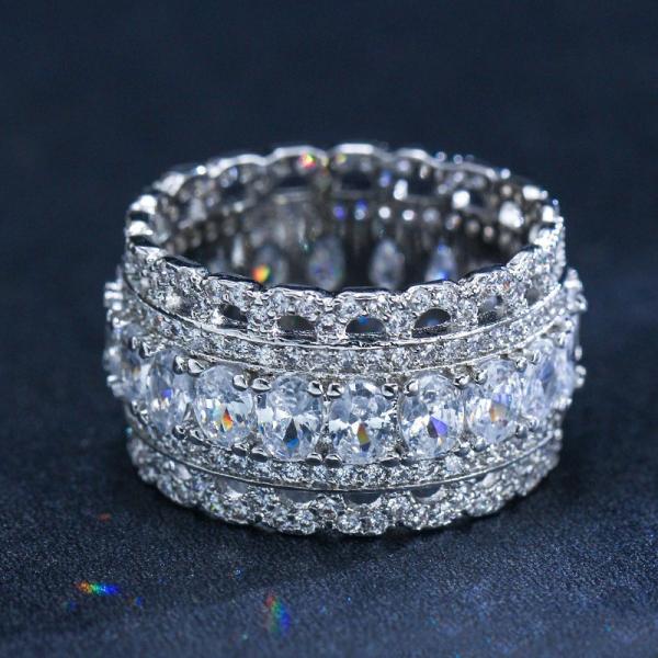925 Sterling Silver Jewelry Vintage Purple Crystal Couple's Wedding Silver Rings