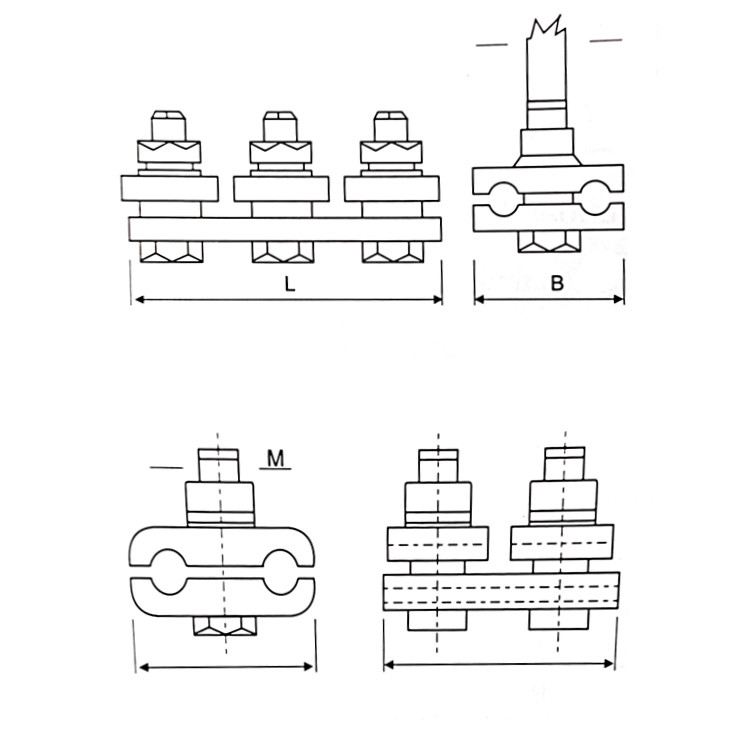 JBTL Series Copper Parallel Groove Clamps Malleable Iron Steel Aluminium