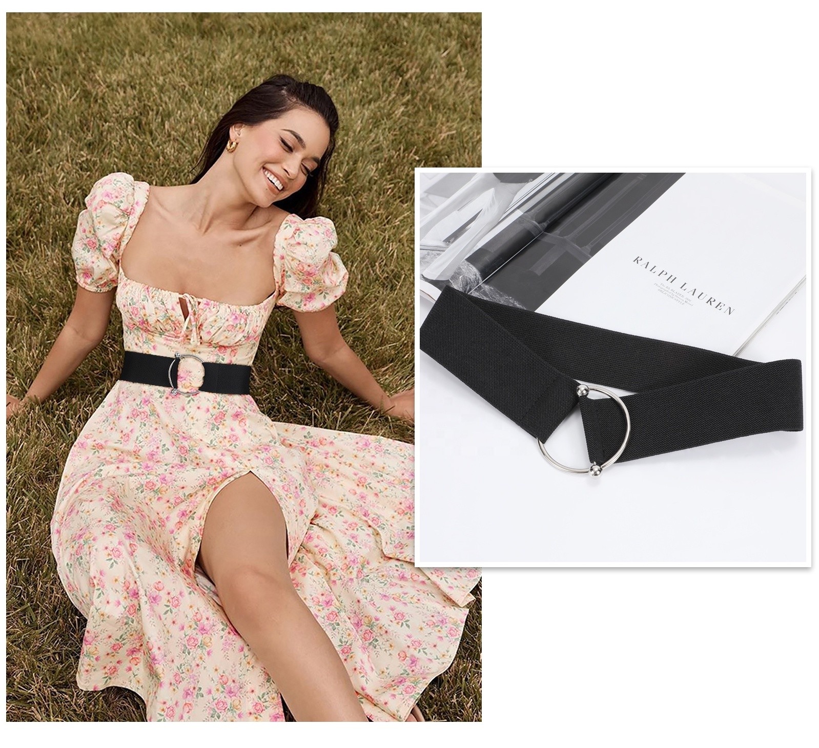 O Metal Black Dress Belt Womens