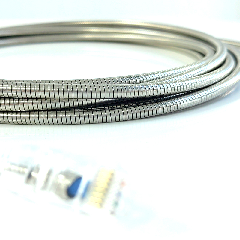 Exactcables Steel Armored Crossed Cat5e Network Cable 2m Lan Cable Slim STP LSZH Gray