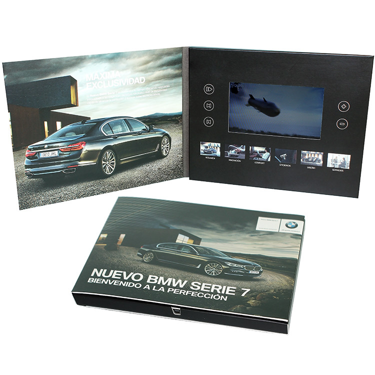 Hardcover 7 Inch LCD Video Brochure Business Gift Custom Printing video pack gift box