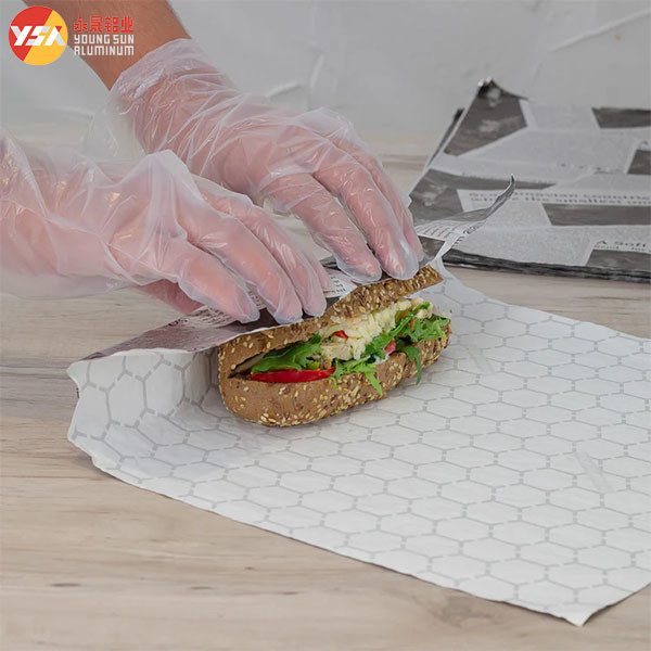 Burger Foil Hexagon Honeycomb Paper Laminated Aluminum Foil Burger Wrapping