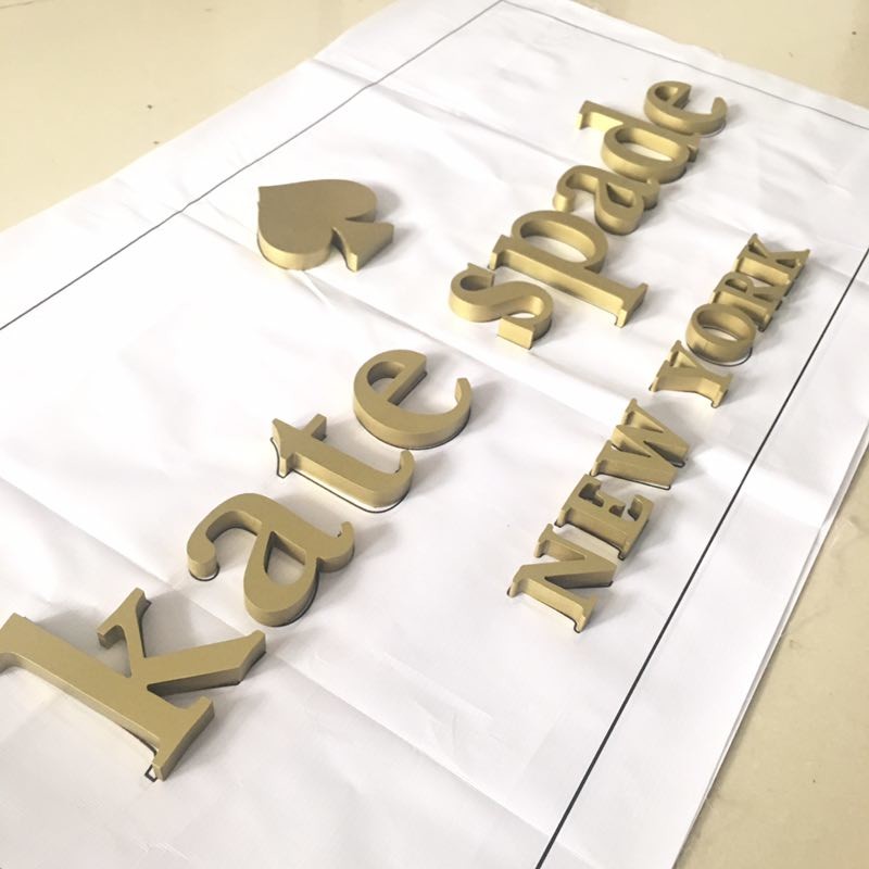3d Laser Cut Acrylic Letter Sign Gold Painted Silk Screened Shop Name