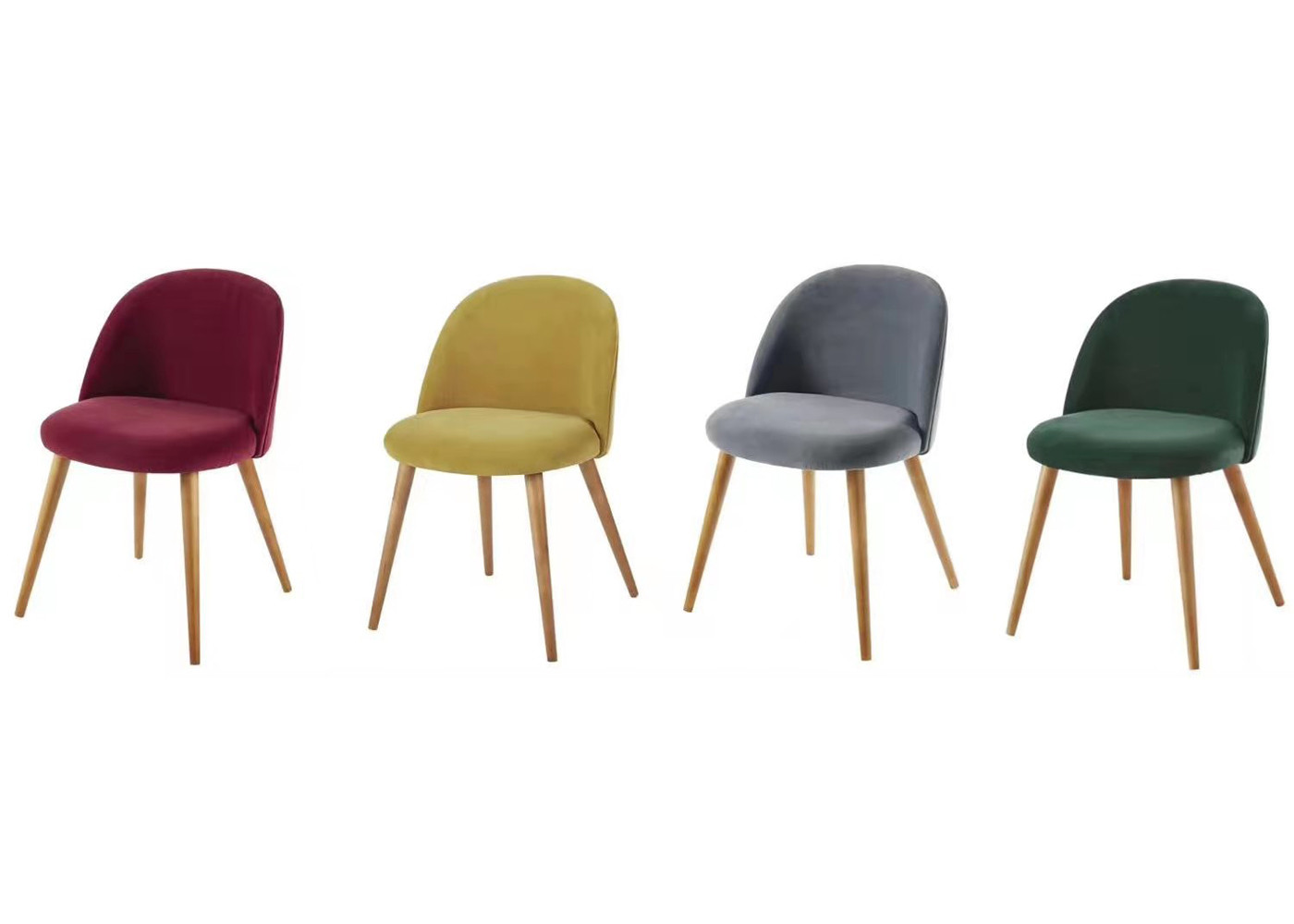 Modern Fabric Banquet Velvet Covered Dining Chairs With Black Legs