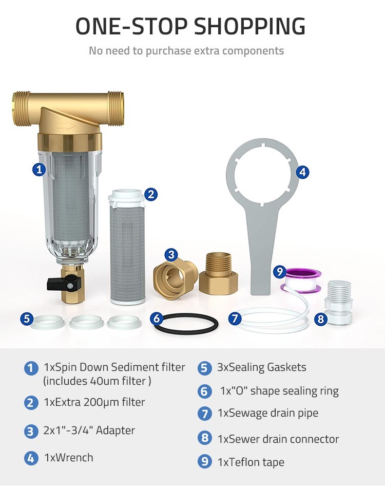 SS316 Well Water Hose Sediment Filter Reusable Pin Down