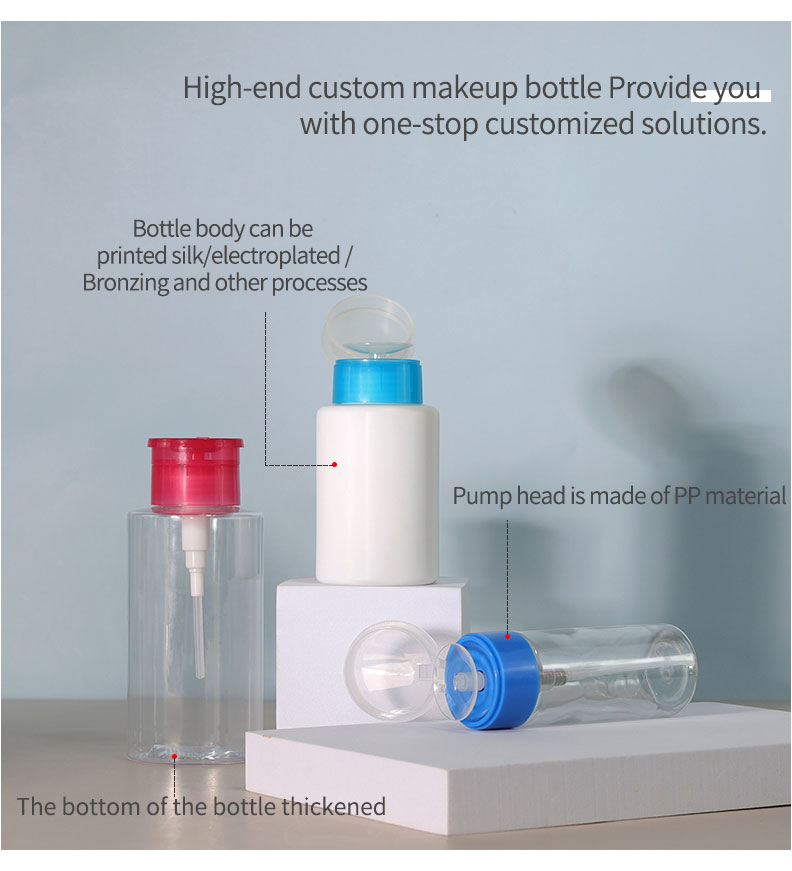 100ml 150ml 300ml PET Plastic Bottles Customized Nail Polish Remover Bottle For Makeup Tools