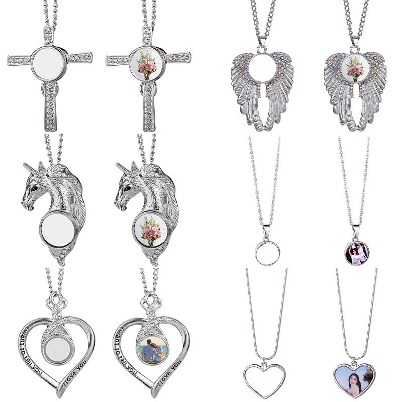 Sublimation Cross Necklace Pendant With Cubic Zirconia Sublimation Gift Blanks