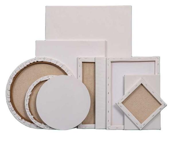 Round Shape Wood Framed Stretched Artist Painting Canvas For Oil And Acrylic