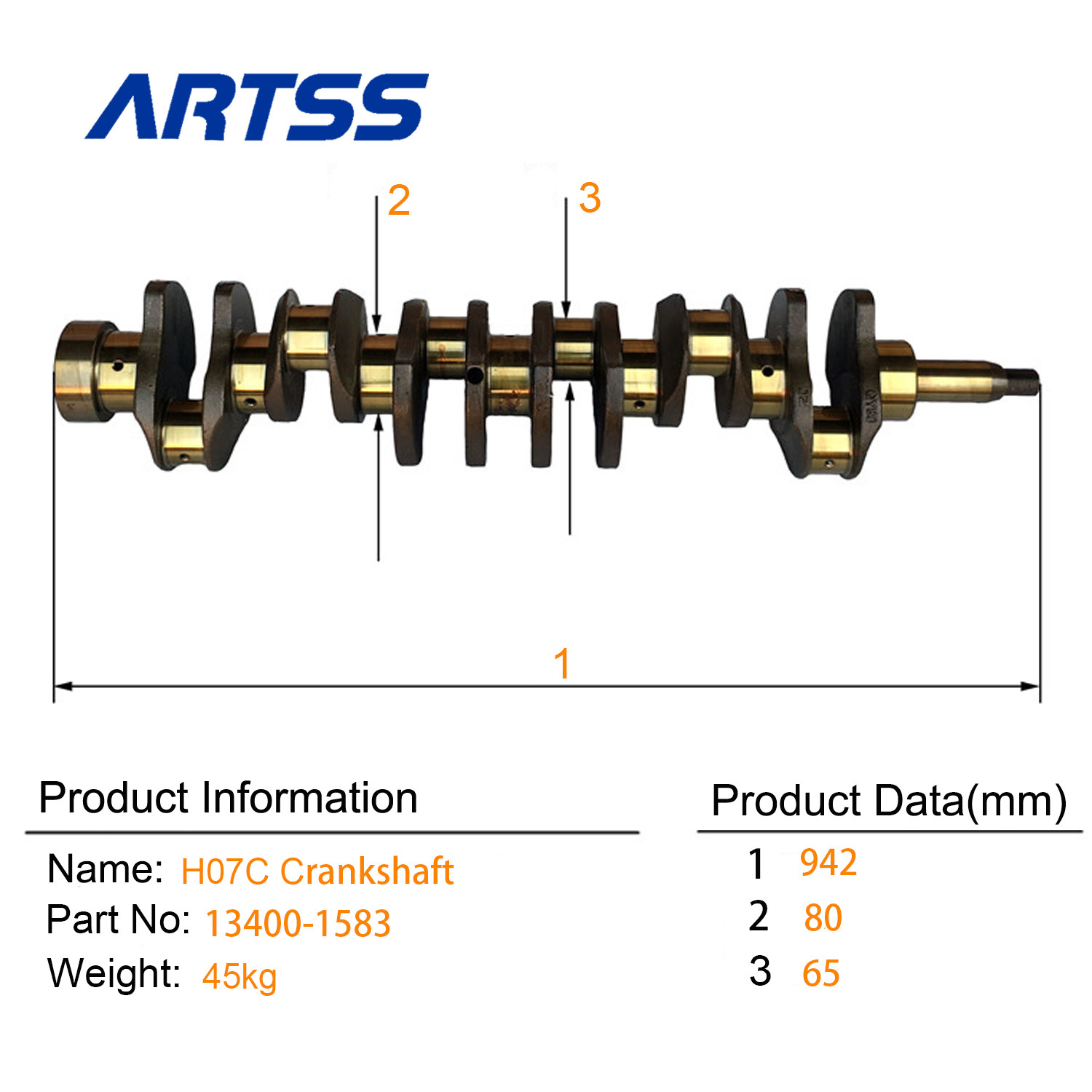 High Quality Manufacturer 13400-1583 H06C H07C H07CT Casting iron Crankshaft For Hino Excavator Spare Parts