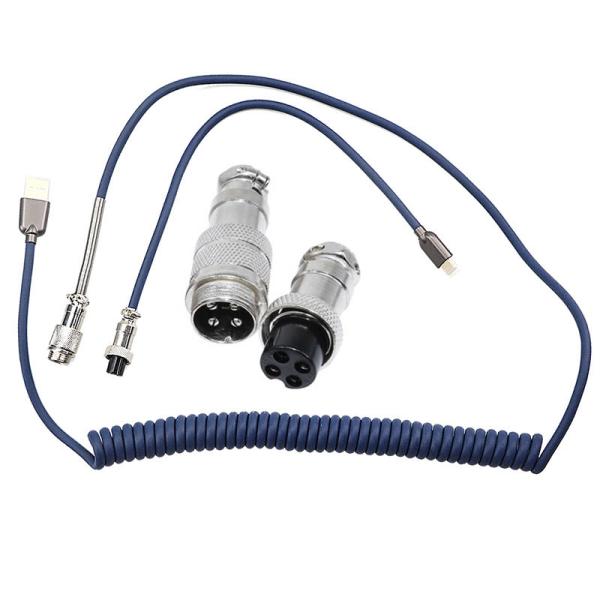 USB Type C Port Mechanical Keyboard Coiled Cable 4-pin GX12 Aviation Connector