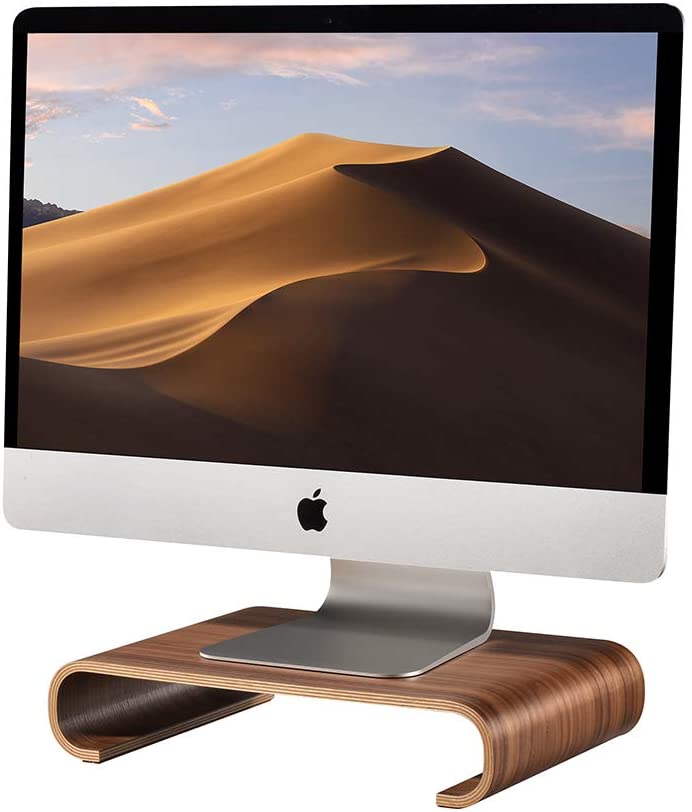 High Quality Portable Bent Wood Laptop Holder Computer Desk Wooden Monitor Stand For Home Office