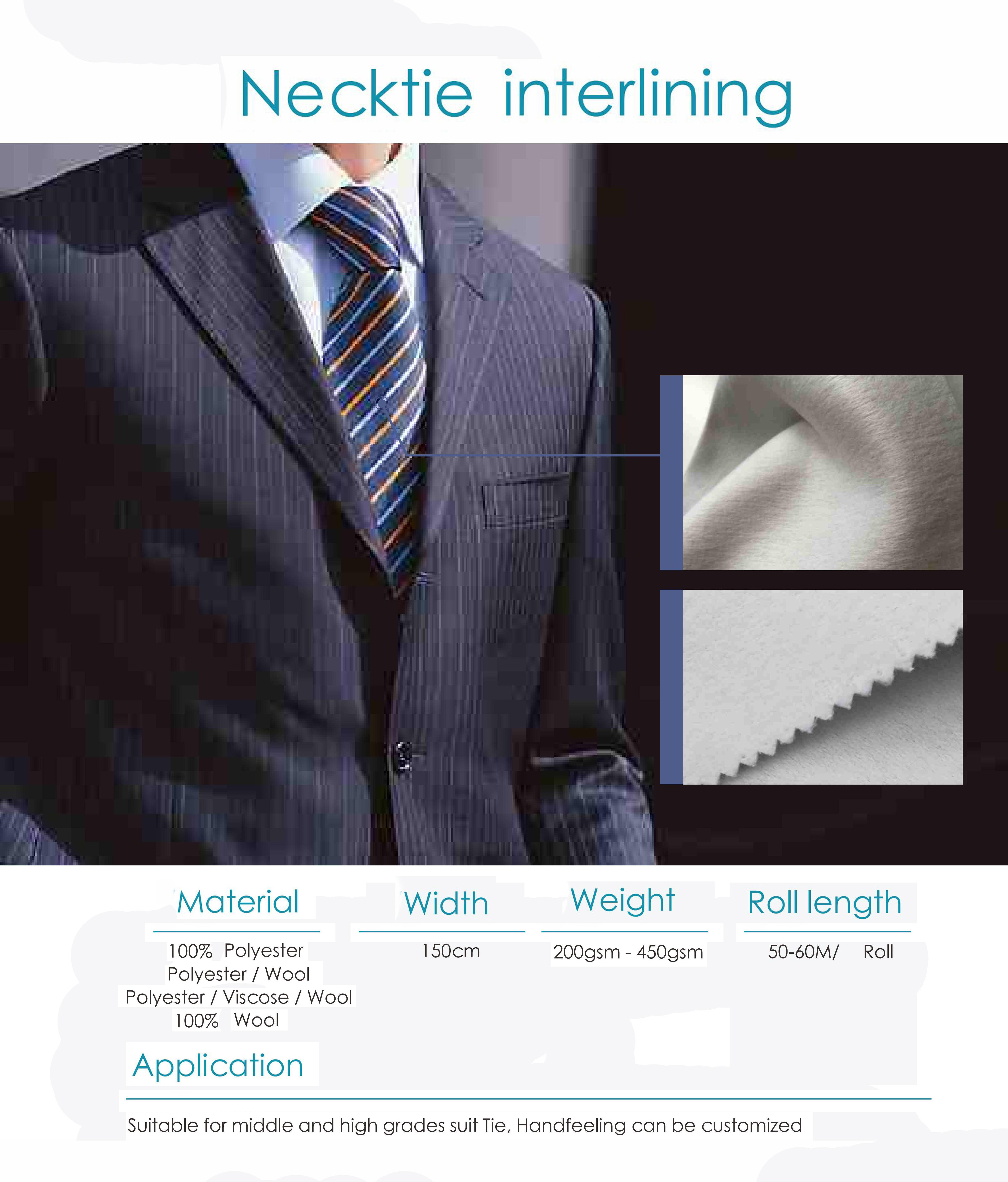 Single Side Brushed Woven Polyester Tie Interlining Fabric For Men Neck Tie