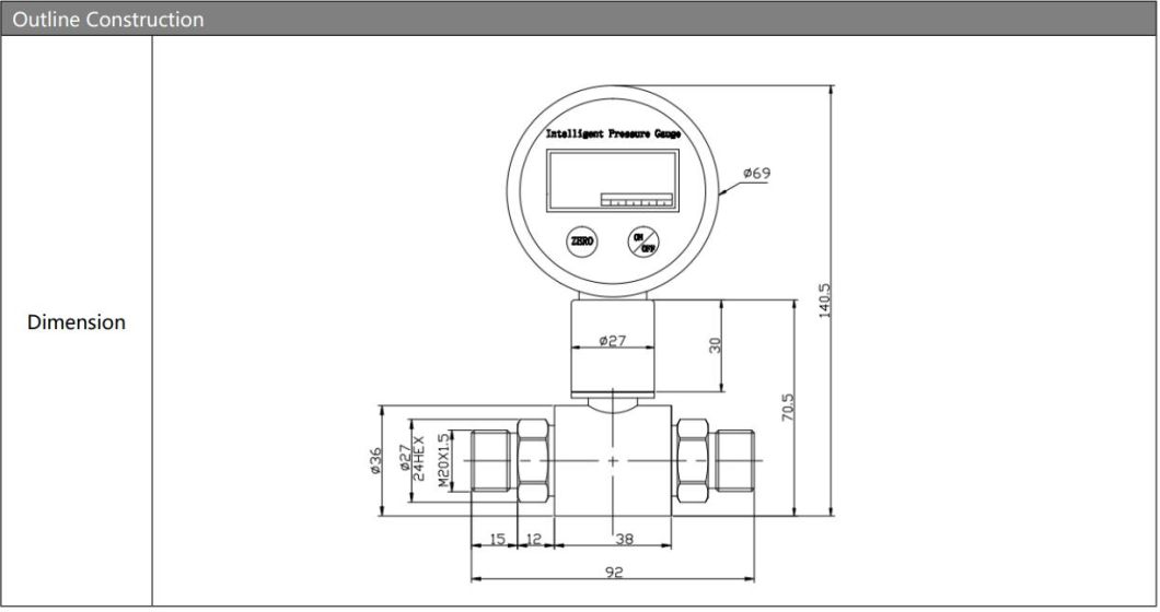 China Supply LCD Display Digital Water Gas Pressure Gauge