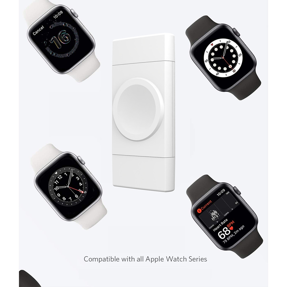Mini Size Dual Interface Samsung Apple Watch Charger USB A & USB C Wireless Watch Charger