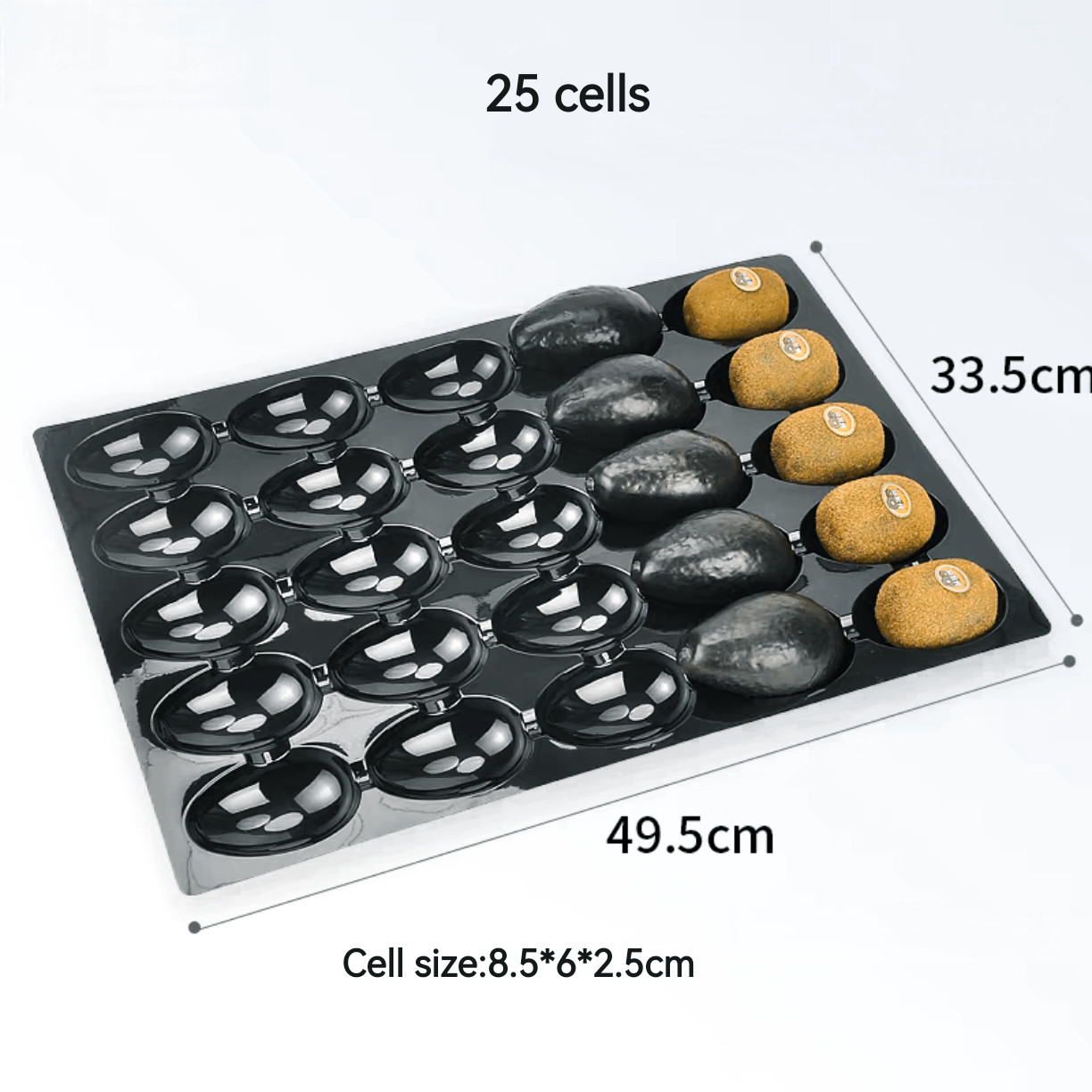 9 25 28 30 hole disposable pp black fruit tray plastic blister PET display kiwi/pitaya plastic tray for supermaket