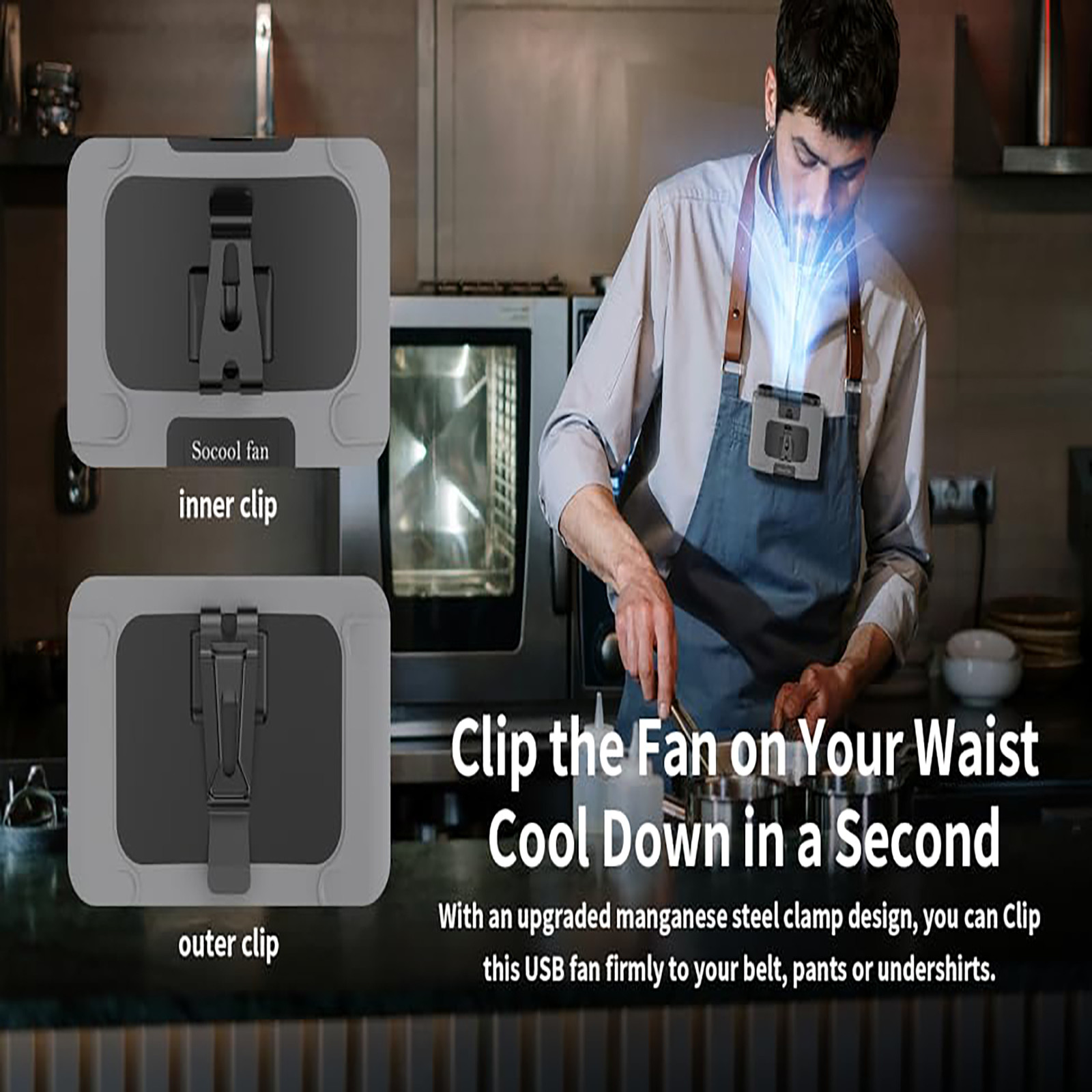 Socool Fan 20000mAh Mini Rechargeable Portable Emergency Power Clip Waist Fan Type-c Super Wind Super Quiet Table Fan