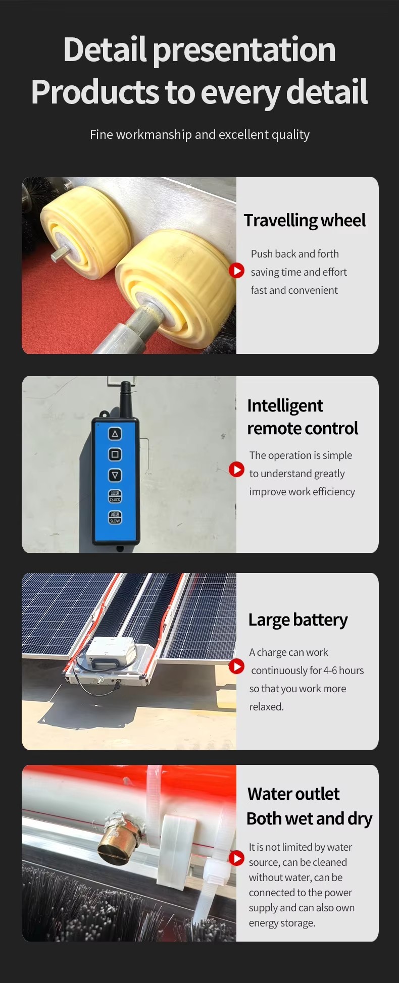 Solar Panel Auto Cleaning Solar Cleaning Panel Brushes Robot Solar Panel Cleaning