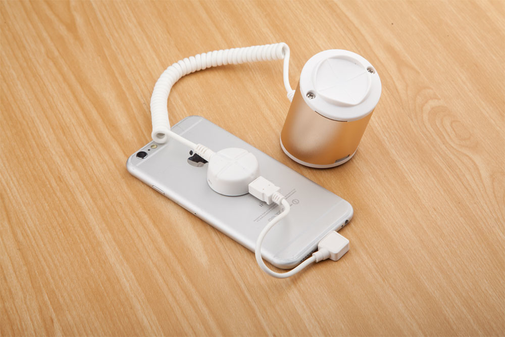 COMER mobile phone anti-theft display stand cellphone alarm bracket display with charging cable