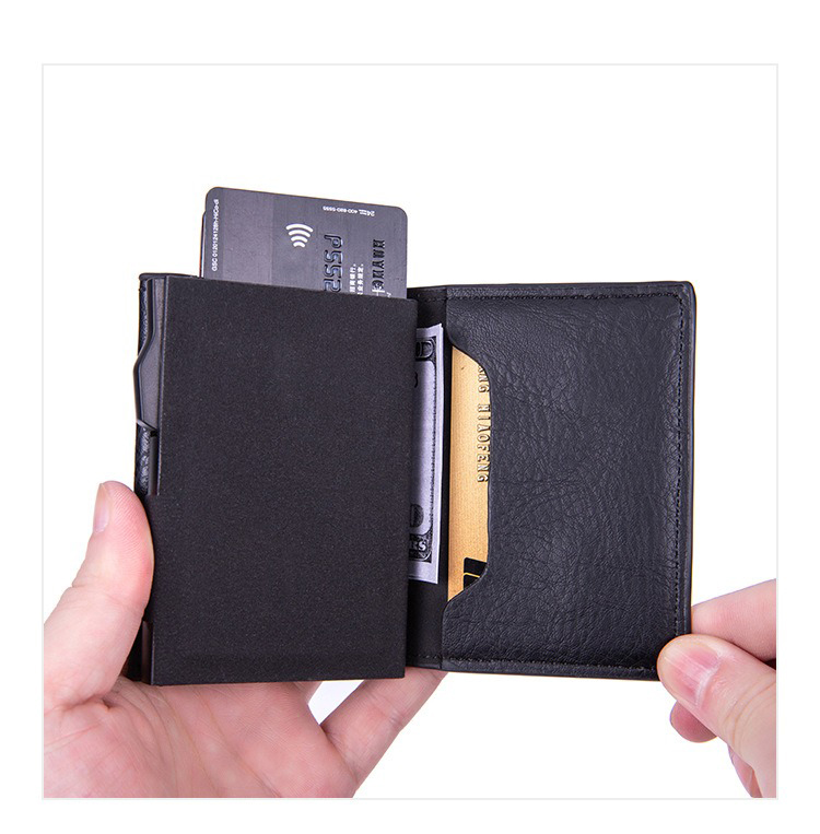 Customized RFID Blocking PU Leather Aluminum Metal Wallet with Logo and Color Options