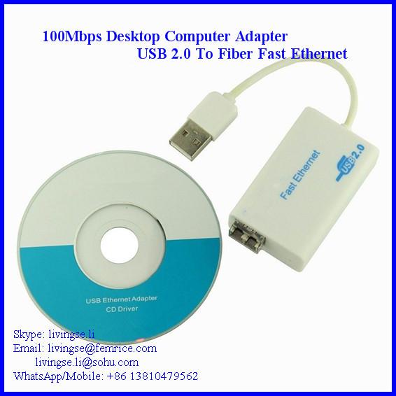 100Mbps Single Port Fiber Optic Network Adapter, USB2.0 Bus Type LC Fiber, 20km