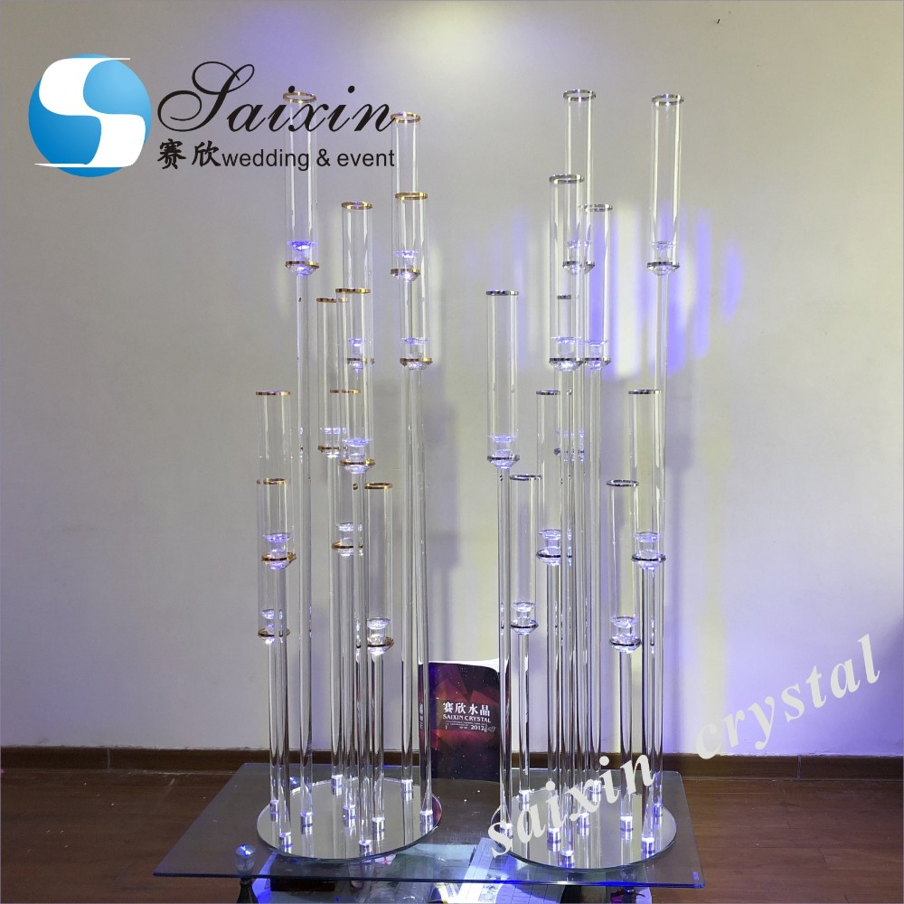 Crystal Gold Flower Vase Metal Stand For Living Room Wedding Table Decoration