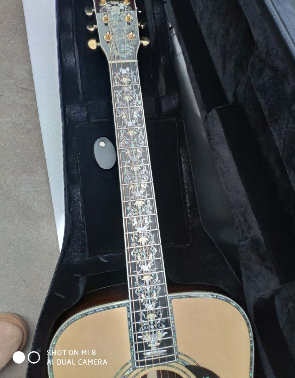 Handcraft deluxe abalone inlay binding solid spruce top cocobolo back sides D45l acoustic guitar