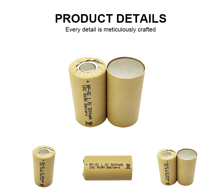 Nickel 10c Battery Cell Sub-C SC3000mah 1.2 V Ni Mh Rechargeable Battery