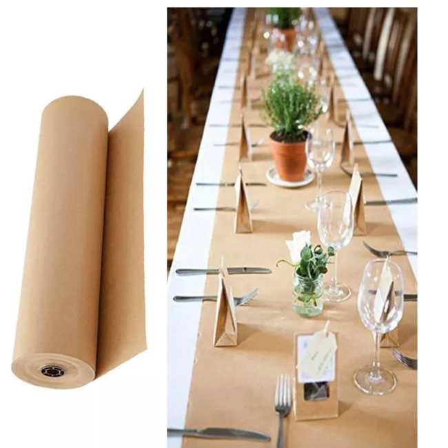 Uncoated Patterned Kraft Wrapping Paper Greaseproof 60" Brown Gift