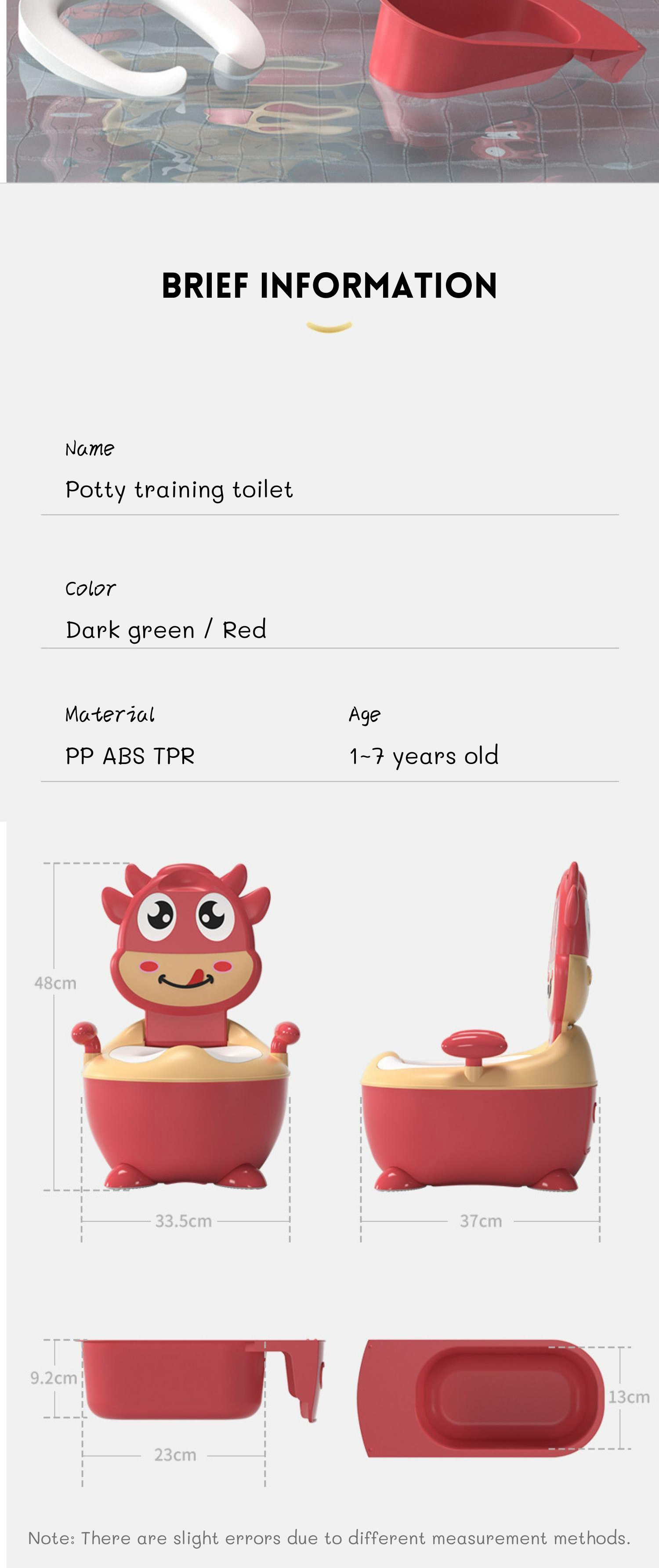 Cow Shape Customized Logo Dark Green Red Potty Training Toilet