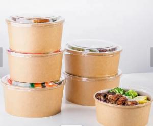 China Disposable  Kraft Food Bowl Single Wall Packing Salad Paper Bowl on sale